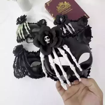 Пластиковый череп цветок полулицевая маска кошки маскарадная маска для Хэллоуина вечеринка зелёный