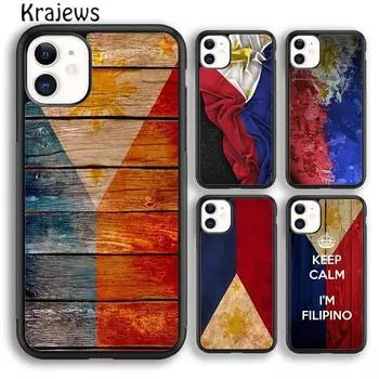 Пластиковый черный чехол для телефона Krajews Ph Philippines Flag для iPhone 14 5 6s 7 8 plus X XR XS 11 12 13 pro max Samsung S21 S22 iPhone 6plus