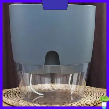 Пластиковый цветочный горшок с автополивом, прозрачный, двухслойный, съемный, легкий, для балкона Large серый