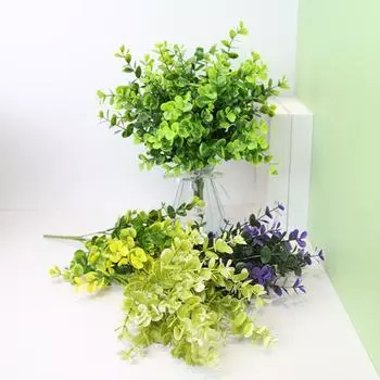 Пластиковый цветок, имитация эвкалипта, не увядающий, необычный, красивый свадебный искусственный стебель с листом фиолетовый