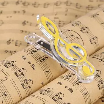 Пластиковый держатель для бумаги в виде музыкальной ноты (желтый) КДЕ