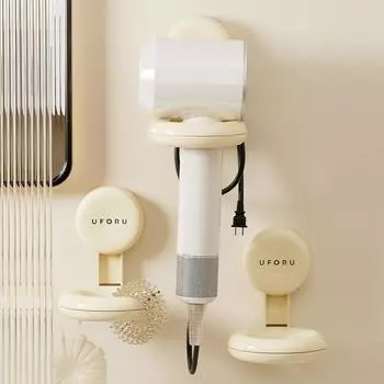 Пластиковый держатель для фена с присоской, держатель для фена без перфорации, ванная комната чёрный