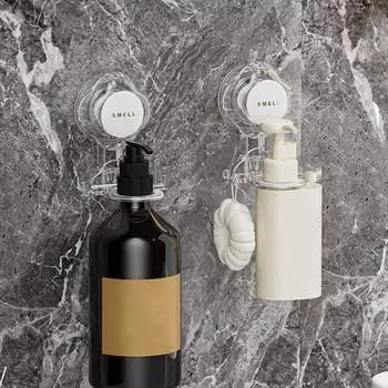 Пластиковый держатель для геля для душа на присоске, настенный держатель для бутылок с гелем для душа, полки, вешалка для ванной комнаты серый