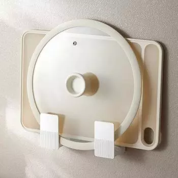 Пластиковый держатель для крышки кастрюли, настенный держатель для разделочной доски, подставка для хранения крышки кастрюли, полка для кухонного органайзера без перфорации