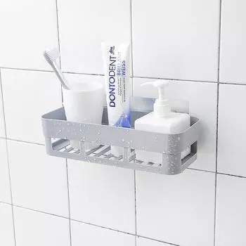 Пластиковый держатель для подноса Настенный держатель для туалета Душевая стойка Органайзер для хранения Полка для ванной комнаты 26*10*6cm белый