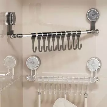 Пластиковый держатель для полотенец на присоске, настенный держатель для полотенец, многофункциональный держатель для полотенец для ванной комнаты прозрачный