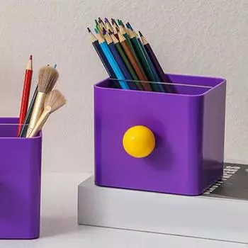 Пластиковый держатель для ручек с 2 отделениями Многофункциональный органайзер для макияжа большой емкости для кистей Карандаш для бровей Губная помада Настольные канцелярские принадлежности