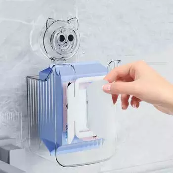 Пластиковый держатель для туалетной бумаги, держатель для бумажных полотенец без отверстий, многофункциональная коробка для влажных салфеток для ванной комнаты серый/прозрачный