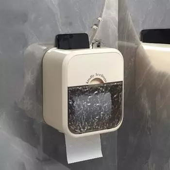 Пластиковый держатель для туалетной бумаги с рисунком ледника, настенный держатель для бумажных полотенец, большая вместимость, без сверления, коробка для салфеток для ванной комнаты with Rabbit белый