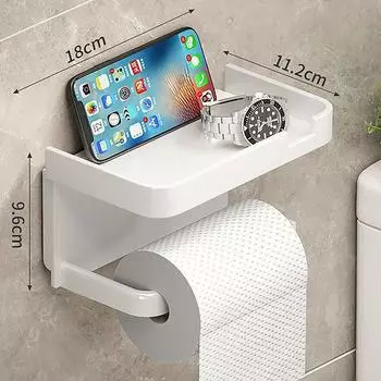 Пластиковый держатель для туалетной бумаги. Стеллаж для хранения полотенец в ванной. Размещение бутылок с приправами. Рулон бумаги для хранения телефона на стене в ванной комнате. белый