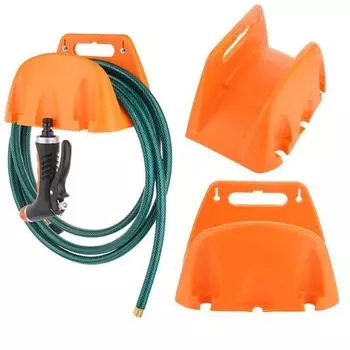 Пластиковый держатель шланга с направляющей, настенный компактный держатель для орошения сада, прочный пластиковый держатель для труб, стеллаж для хранения чёрный