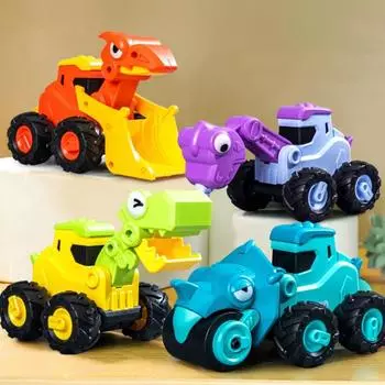 Пластиковый динозавр инженерная модель автомобиля головоломка детский экскаватор игрушка автомобиль украшения для дня рождения Style D
