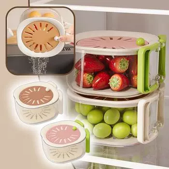 Пластиковый дуршлаг для фруктов, миска для мытья овощей со сливной корзиной, кухонная ручка, складная, многофункциональная, N6Y0 Brown-1pcs