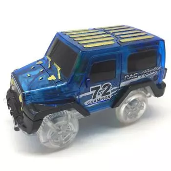 Пластиковый инерционный светодиодный трековый автомобиль с электроприводом, игрушечный гоночный трек, светящиеся автомобили