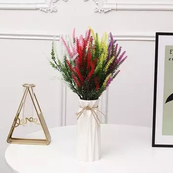 Пластиковый искусственный цветок лаванда поддельный цветочный горшок украшение имитация водного растения свадебное украшение реквизит five-pronged lavender белый