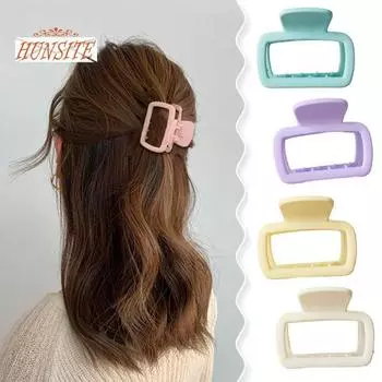 Пластиковый коготь для девочек, яркие цвета, геометрическая форма, заколка для волос на затылке, маленькая заколка в виде краба, аксессуары для волос синий