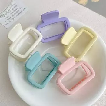 Пластиковый коготь для девочек, яркие цвета, геометрическая форма, заколка для волос на затылке, маленькая заколка в виде краба, аксессуары для волос синий