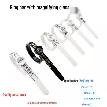 Пластиковый кольцемер с увеличительным стеклом: Регулируемая измерительная лента для размеров США Ring Sizer with Mirror European Standard