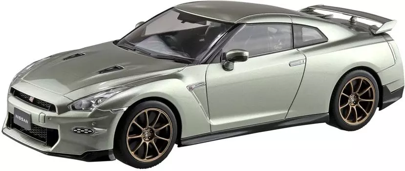 Пластиковый комплект Aoshima Bunka Kyozai Raku Snap Kit Nissan R35 NISSAN 2024 Millennium Jade Пластиковая модель 1/32 No.03-MJ GT-R с цветовой кодировкой