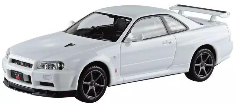 Пластиковый комплект Aoshima Bunka Kyozaisha Raku для Nissan R34 Skyline, белая пластиковая модель 1/32 № 12-WH GT-R с цветовой кодировкой (Машина) белый