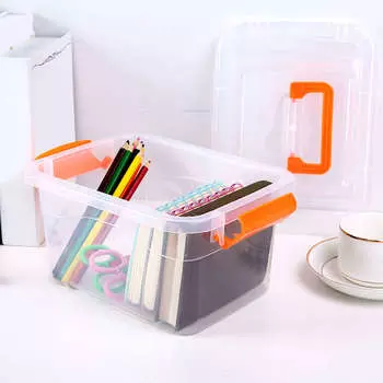 Пластиковый контейнер для хранения с защелкивающимися пряжками, переносная ручка, прочный прозрачный контейнер для хранения с защелкой, маленький