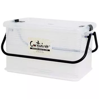 Пластиковый контейнер для хранения Sanko, прозрачный, размер L, натуральный, черный, сделано в Японии, ширина x глубина x высота, простая коробка с ручкой на крышке, прозрачная, органайзер