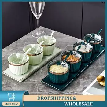 Пластиковый контейнер для приправ с пылезащитной крышкой, бытовая коробка для приправ, прочные кухонные гаджеты, набор для приправ большой емкости