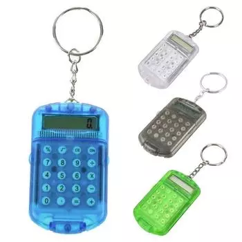 Пластиковый корпус, 8-значный электронный мини-калькулятор с брелоком случайного цвета