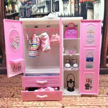 Пластиковый кукольный шкаф для кукольного домика, двухэтажная кукольная мебель, модный кукольный шкаф, аксессуары для кукол розовый