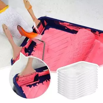 Пластиковый лоток для краски с вкладышами для поддона краски, большой емкости, многоразовый, легко моющийся, набор вкладышей для поддона для валика 11pcs серый