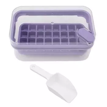 Пластиковый лоток для льда Easy Release Ice Cube с 32 ячейками, с крышкой и совоком для морозильника, фиолетовый L фиолетовый