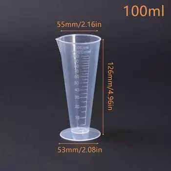 Пластиковый мерный стаканчик с прозрачной шкалой, мерный стаканчик для заливки носика без ручки, контейнер для жидкости для кухонных принадлежностей для бара 100ml