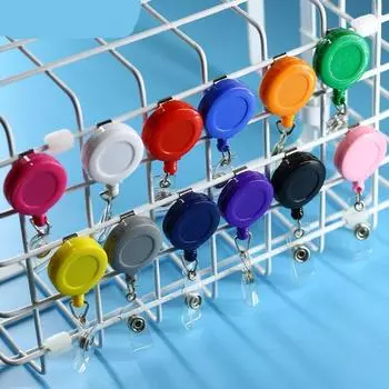 Пластиковый металлический круглый выдвижной брелок для ключей, катушка для бейджа для мужчин и женщин, ключи для карточек, зажимы для студентов, выдвижной катушка для бейджа оранжевый