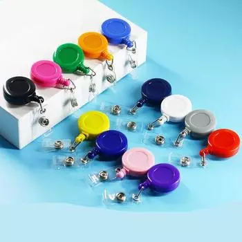 Пластиковый металлический круглый выдвижной брелок для ключей, катушка для бейджа для мужчин и женщин, ключи для карточек, зажимы для студентов, выдвижной катушка для бейджа