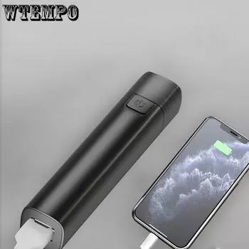 Пластиковый мини-фонарик с зарядкой от USB, многофункциональный уличный портативный светодиодный перезаряжаемый фонарик белый