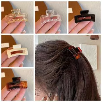 Пластиковый мини-краб для волос, прямоугольная полая заколка для волос, элегантный прозрачный зажим для волос в форме акулы, мытье лица прозрачный