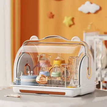 Пластиковый многофункциональный контейнер для хранения детских бутылочек, дренажный контейнер для хранения бутылочек для кормления, органайзер с пылезащитной крышкой