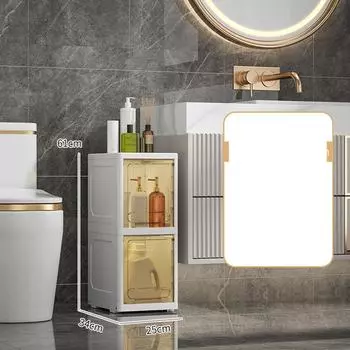 Пластиковый напольный шкаф для ванной комнаты Узкий напольный шкаф для хранения в ванной комнате Вертикальный блок для хранения с