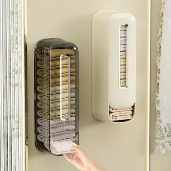 Пластиковый настенный ящик для хранения нижнего белья, большая вместимость, пылезащитный органайзер для нижнего белья и носков, экономящий место диспенсер для мусорных мешков белый