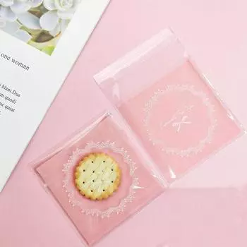 Пластиковый пакет для упаковки еды на свадьбу OPP-мешок для выпечки конфет, небольшой бисквитный декор для вечеринки, прозрачный, 100 шт., 7x7+3 см, печенье на день рождения 12