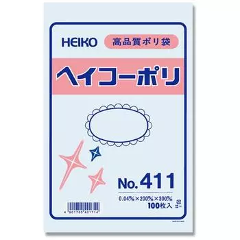 Пластиковый пакет Shimojima Heiko Heiko Poly толстый без веревки 100 штук 006618100 Ширина 200 Высота 300 мм № 411 0,04 мм чистый