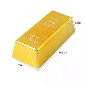 Пластиковый поддельный золотой слиток, имитация золотого кирпича, поддельный блестящий золотой слиток, пресс-папье, дверной упор, реквизит для кино, новинка, подарок