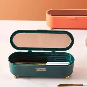 Пластиковый поднос для ложек и вилок, контейнер для хранения столовых приборов, держатель для косметических кисточек, органайзер для столовых приборов оранжевый