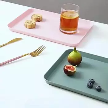 Пластиковый поднос для ресторана, нескользящий поднос для хранения продуктов, кухонный ящик для хранения, поднос для чая и фруктов, домашний поднос для десертов small розовый