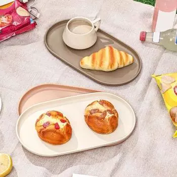 Пластиковый поднос для сервировки, овальное блюдо, кухонный органайзер, поднос для десертов, свадебная вечеринка кремовый