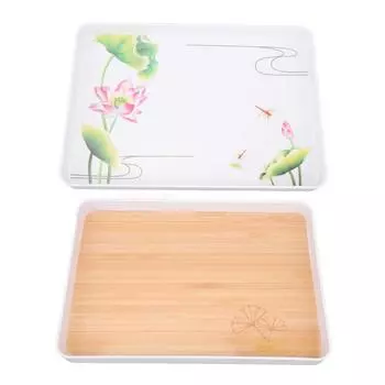 Пластиковый поднос для сервировки, прямоугольный, 15,4x10,6 дюймов, многоразовое толстое блюдо для закусок, фруктов, печенья, дизайн Wood Pattern