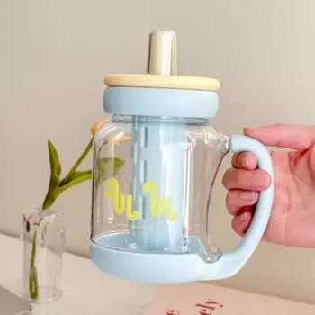 Пластиковый поильник с трубочкой, стакан для воды, креативная прозрачная бутылка, школа