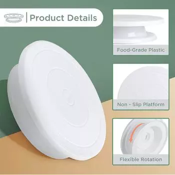 Пластиковый поворотный стол для торта, кухонные принадлежности для выпечки, набор декоративных принадлежностей, подставка для самостоятельной формовки, вращающийся, устойчивый, противоскользящий, круглый стол для торта