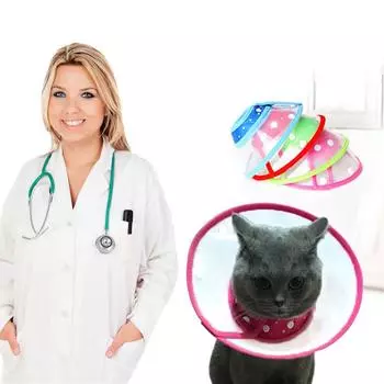 Пластиковый прозрачный конус для кошек, регулируемый электронный ошейник для собак, защитный ошейник для животных с мягким краем, защита от укусов и лизания S зелёный