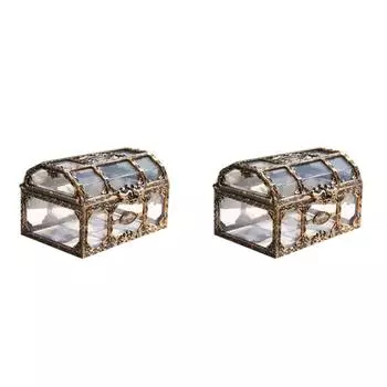 Пластиковый прозрачный пиратский ящик с сокровищами, сундук для хранения ювелирных изделий с кристаллами и драгоценными камнями